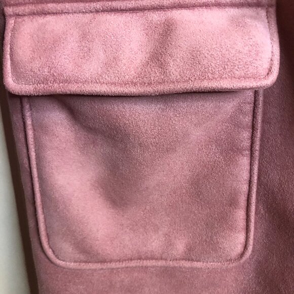 IZOD Women’s Hooded Faux Suede Jacket Pink Fleece Lined Coat Size L - Picture 5 of 6